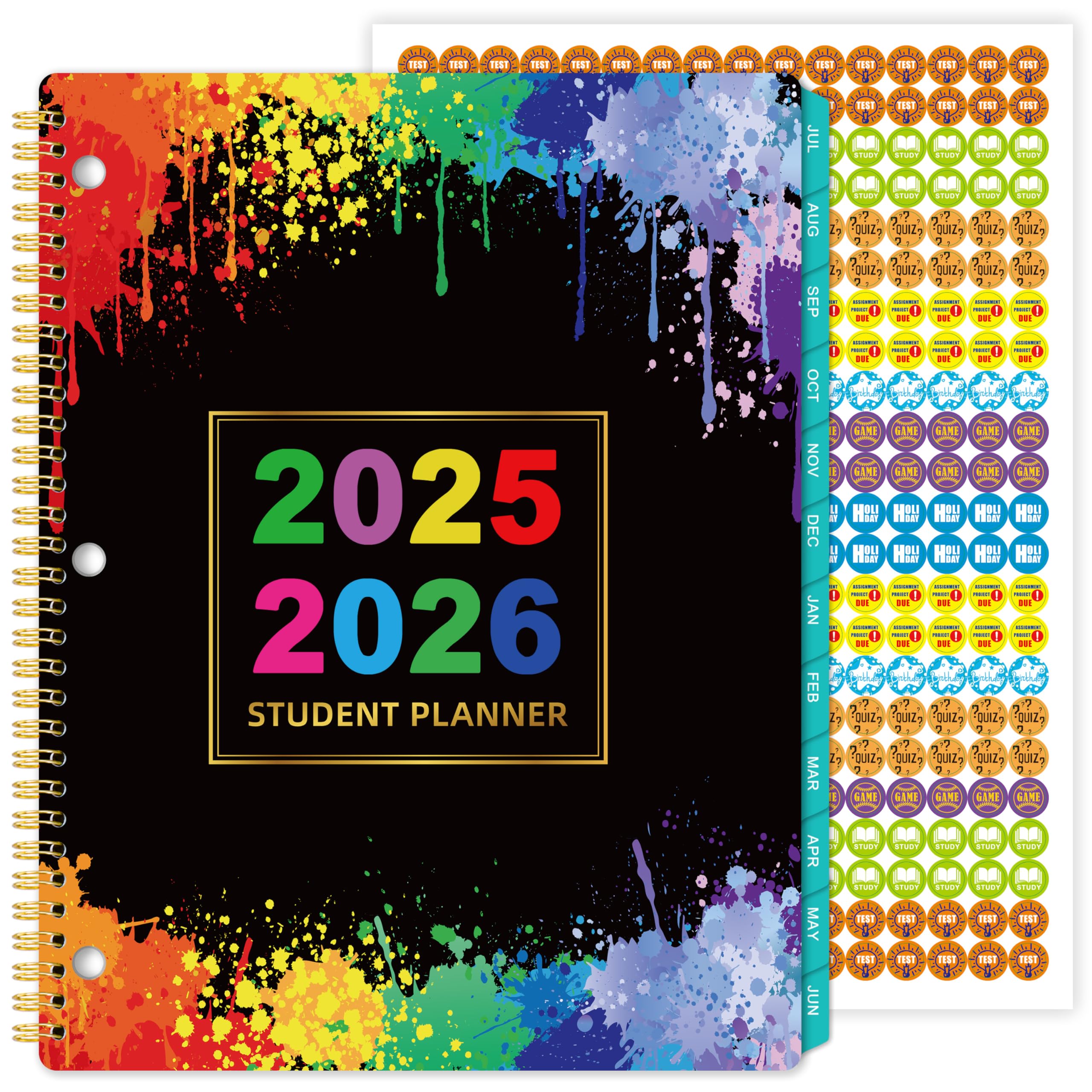 Student Planner 2025-2026 - Academic Organizer July 2025 - June 2026, 9" x 11", School Planner With Stickers, 12 Monthly Tabs - Perfect for School Year