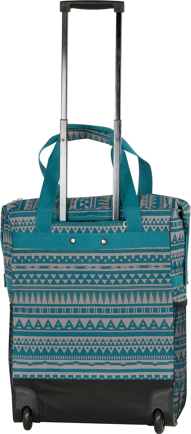 CALPAK Big Eazy Bright Check 20-inch Rolling Shopping Tote Bag,Blue Rivera,One Size