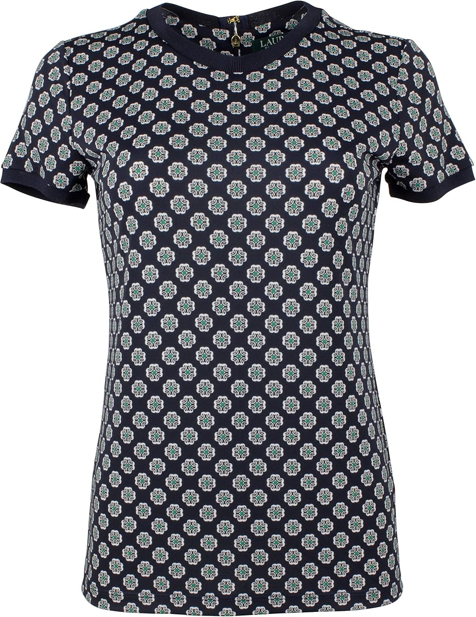 Lauren Ralph Lauren Women's Tile Print Pullover Shirt Small Multi