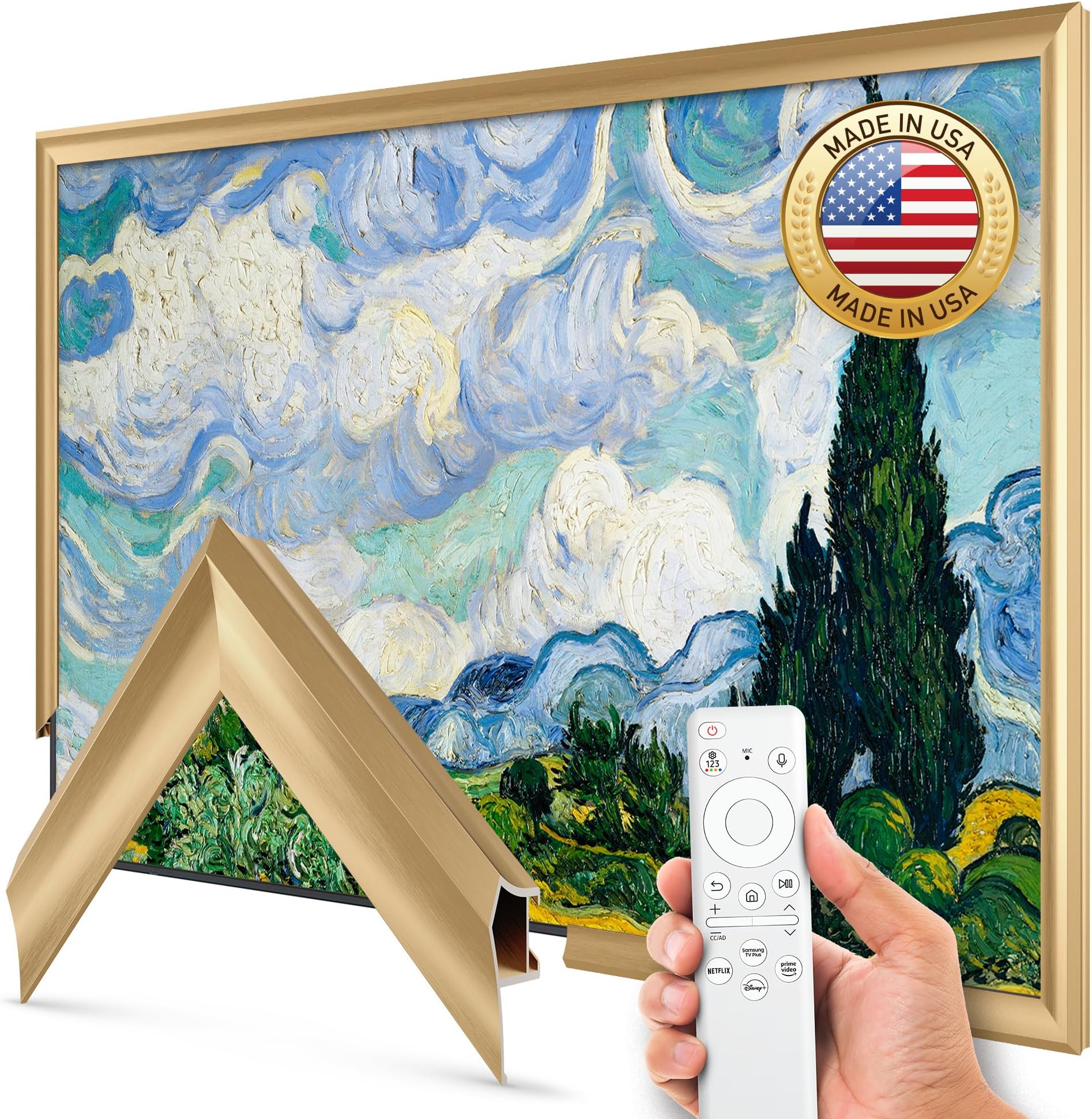 Frame My TV Deco Frames Alloy Prismatic - Pale Gold Bezel Compatible With Samsung The Frame TV (65", Fits 2021-2025 Models)