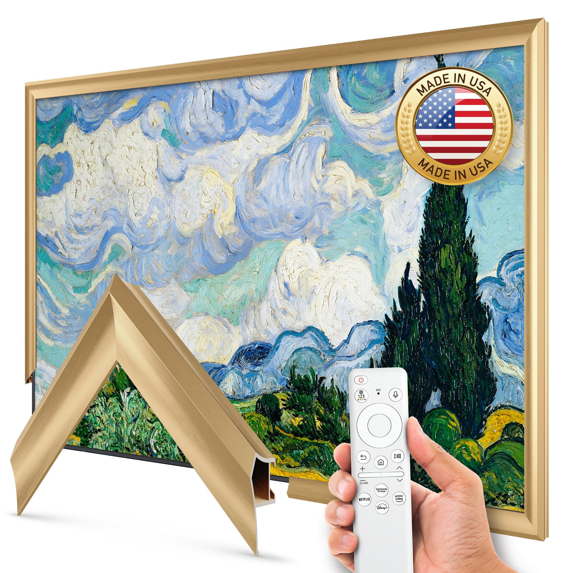 Frame My TV Deco Frames Alloy Prismatic - Pale Gold Bezel Compatible With Samsung The Frame TV (55", Fits 2021-2025 Models)