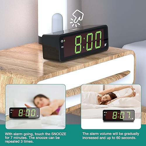 Miniatura 4 de KWANWA Reloj despertador reloj digital pantalla LED de 18 pulgadas claramente visible día y noche 1224 horas reloj para dormitorio reloj despertador