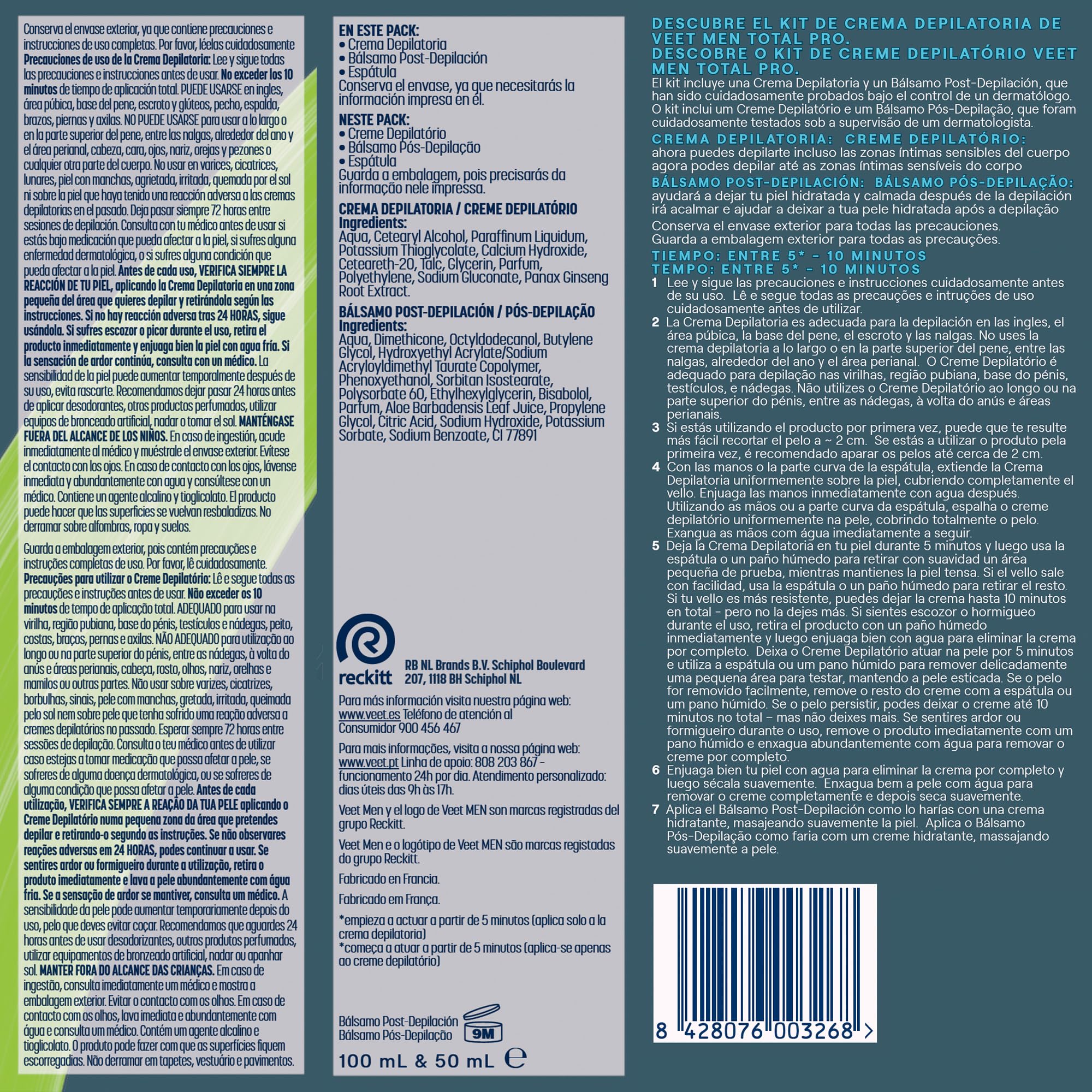 Veet Men Kit de Depilación para Zonas Íntimas del Cuerpo, Crema Depilatoria Hombre y Bálsamo Post-Depilación, Color Gris, Juego de 2 piezas — view 9
