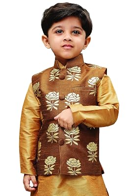 JBN Creation Boy's Silk Blend Nehru Jacket (VASBJCO006_18_Coffee