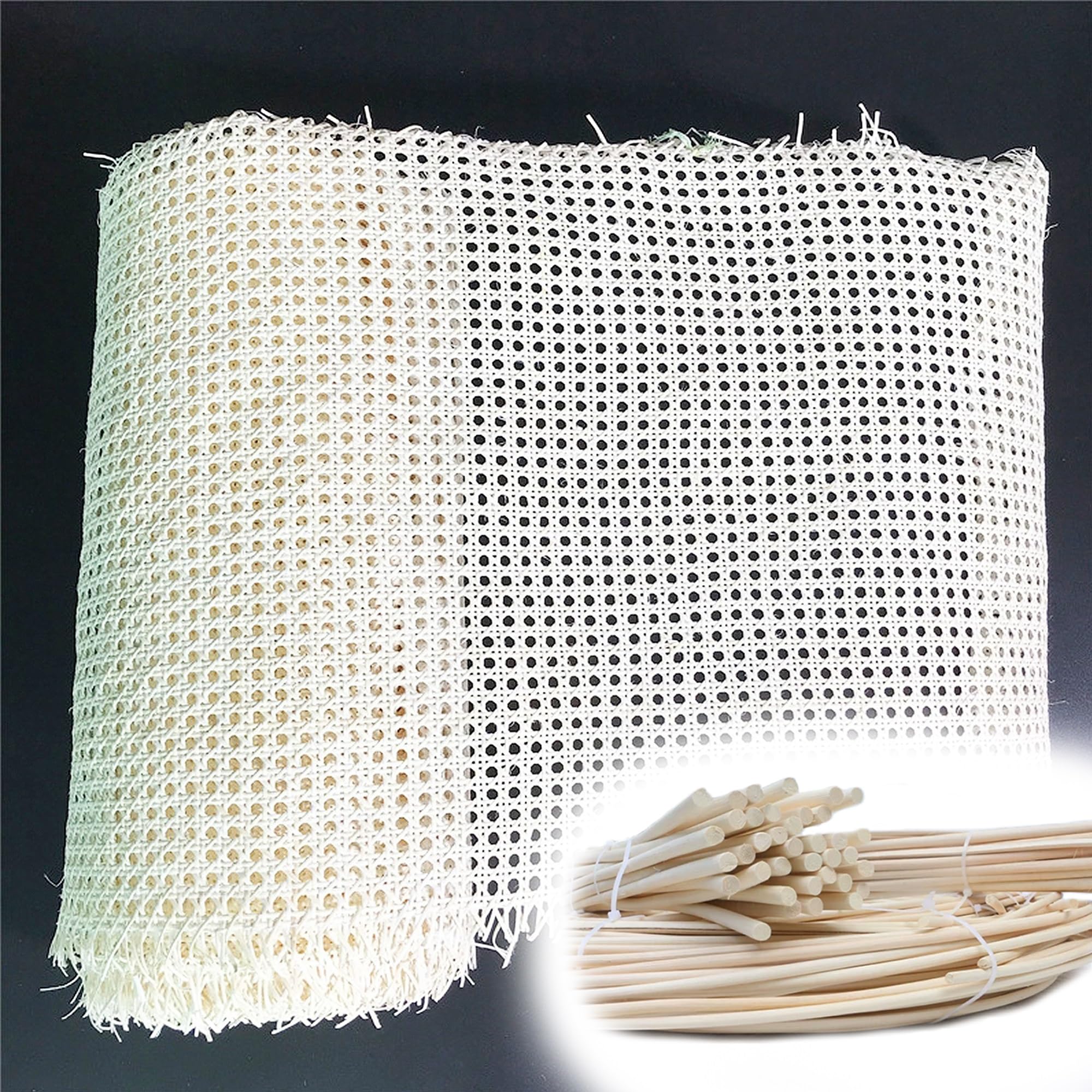 80cm de Largeur, Blanc Naturel Rouleau de Cannage Rotin pour Meuble, Naturel Sangle Canne Pré-tissée Ouverte, Naturel Rouleau de Toile Tissu en Rotin pour Chaise Armoire Bricolage Projets de Cannage(4