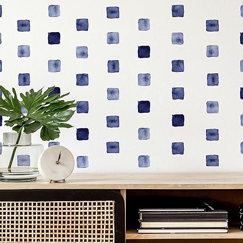 Miniatura 5 de RoomMates RMK4885SCS - Calcomanías de pared para despegar y pegar en bloques de acuarela azul