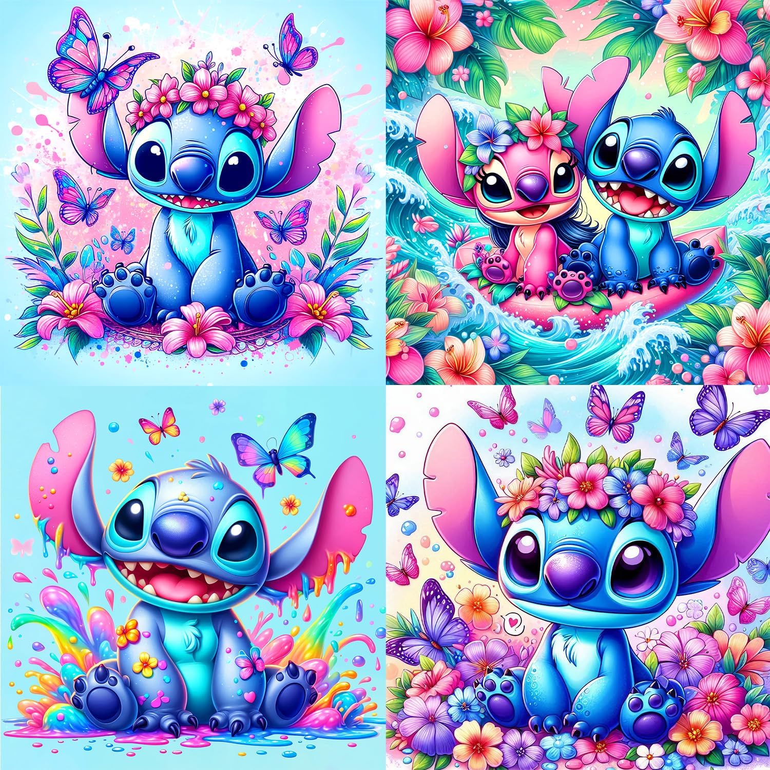 Ksxistiyt 4 Pack Diamond Art Painting Kits for Adults, Full Drill Diamond Dots Paintings for Beginners, Round 5D Paint with Diamonds Pictures Gem Art Painting Kits DIY Crafts Kits 14x14inch