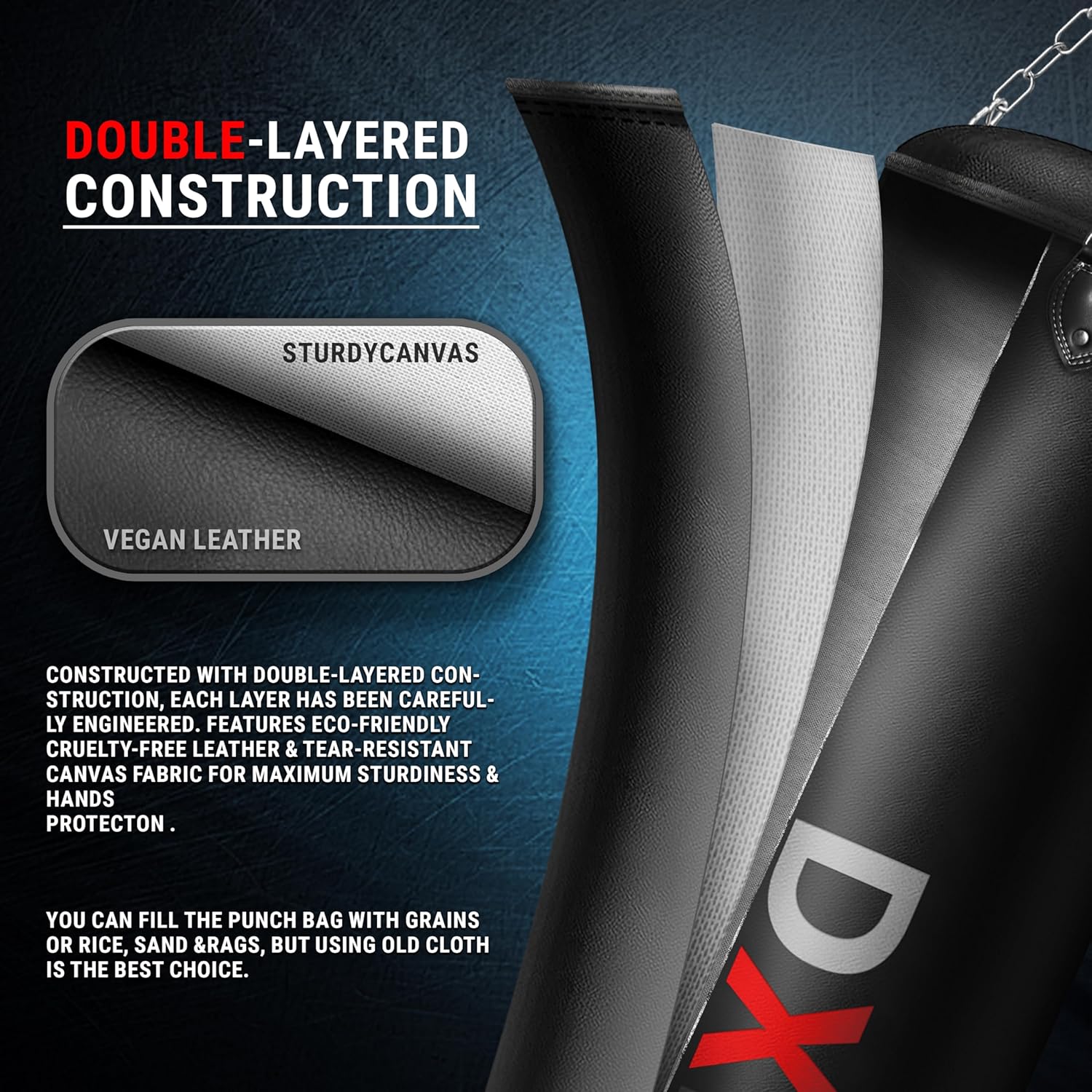 DXM SPORTS Punching Bag - Heavy Duty Training Partner for Boxing MMA Practice Punches Hooks Jabs Sports Equipment