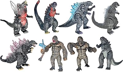 TwCare 8pcs Attacking King Kong vs Godzilla Toys 2021 Movable Joint Action Figures King of The Monsters Birthday Dinosaur Kid Gift Cake Toppers