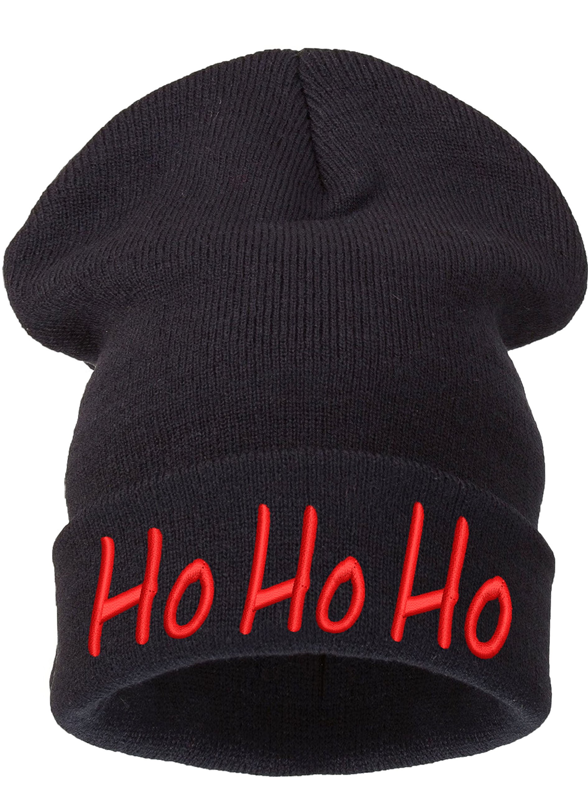 4sold Merry Xmas Ho Ho Ho Funy Beanie Baby Kids Girls Boys Hat London Made UK Knitted Winter Warm SKI Snowboard Hats (Ho Ho Ho Black)