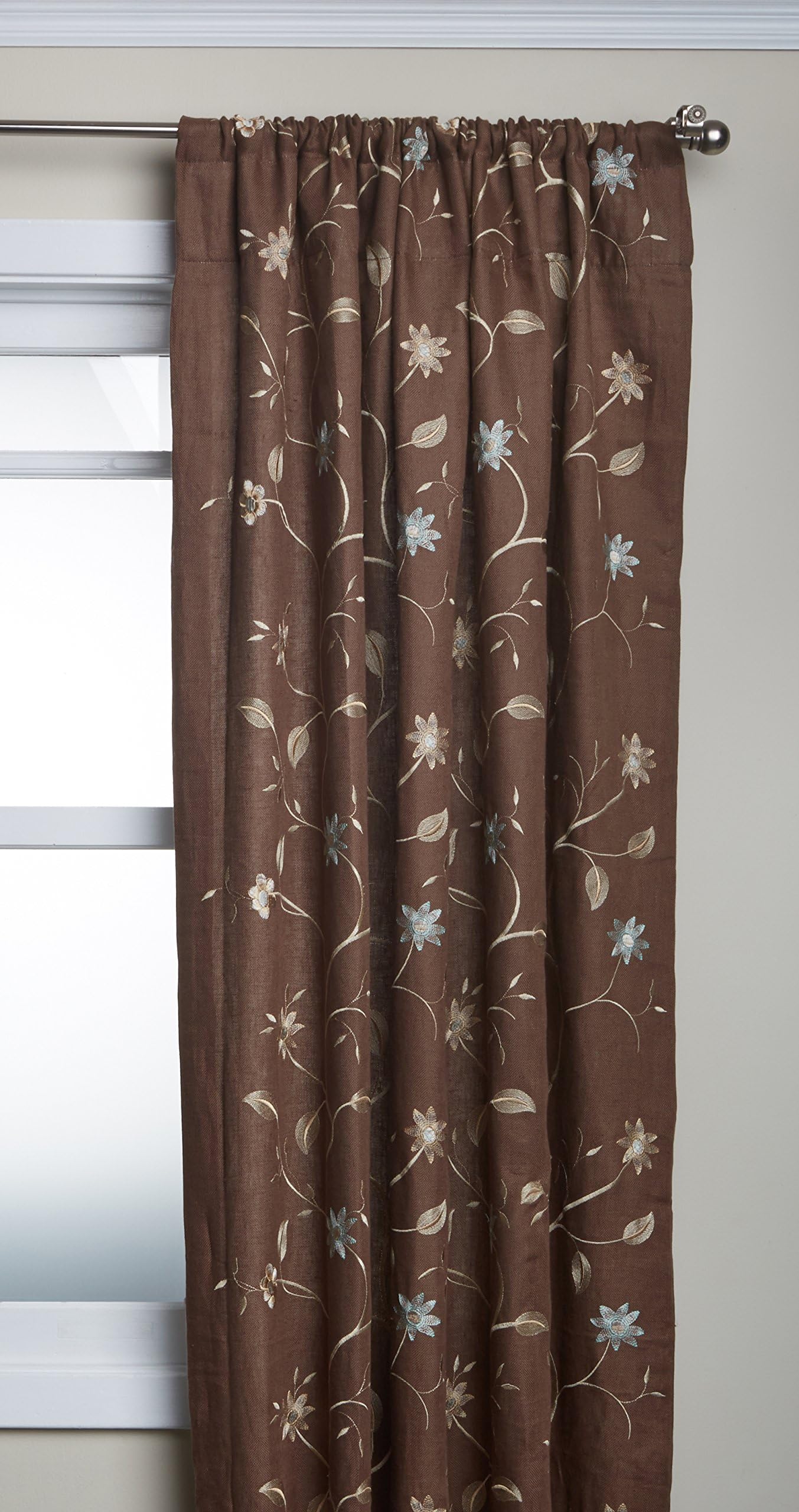 Parliament Collection Scarlet 100-Percent Linen Lined Drape, 50 by 96-Inch, Woodsmoke