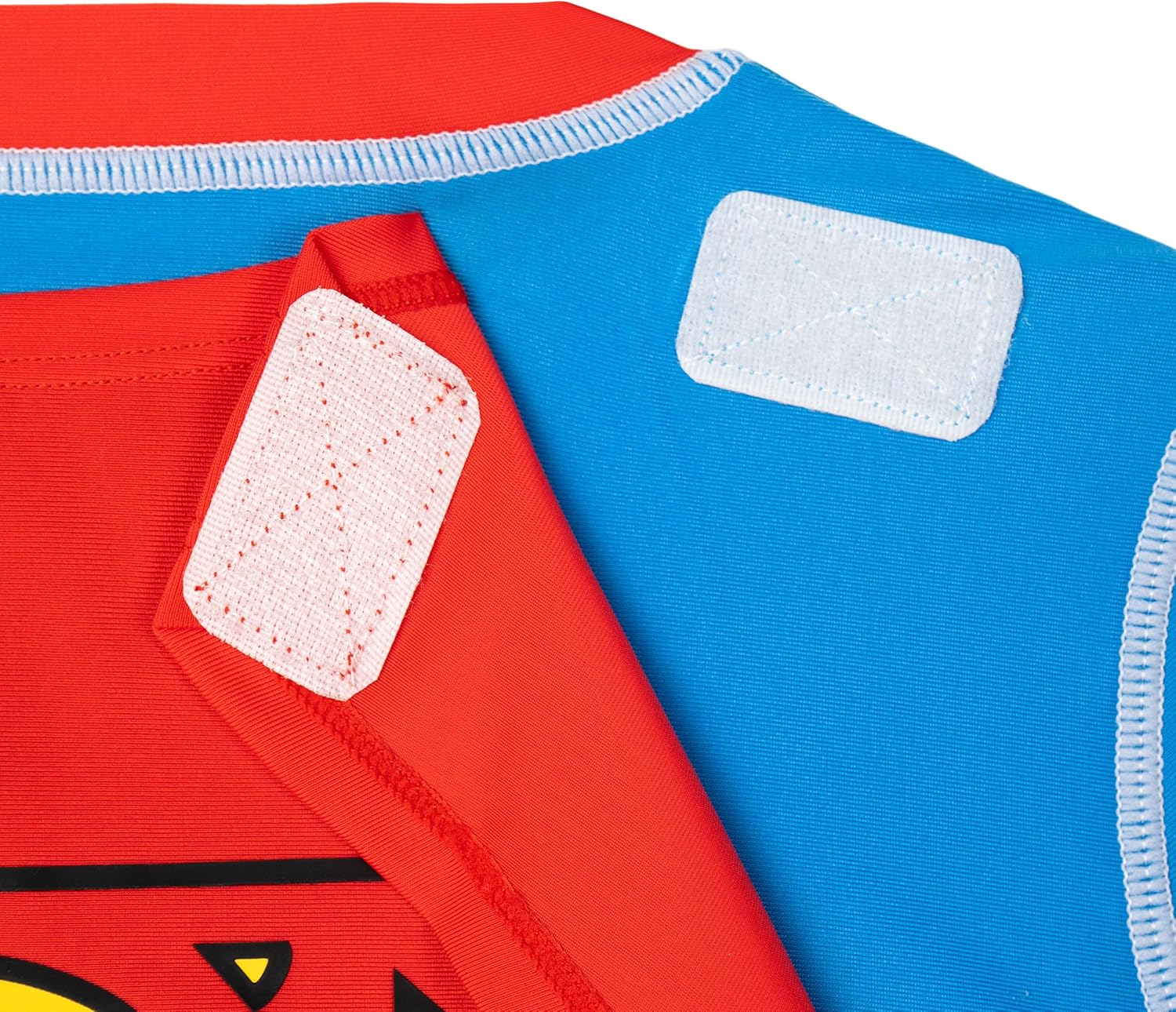 DC Comics Cosplay Rash Guard, Swim Trunks & Detachable Cape UPF 50+ 3 Piece Set Toddler to Little Kid Sizes (2T - 7-8) - Image 6