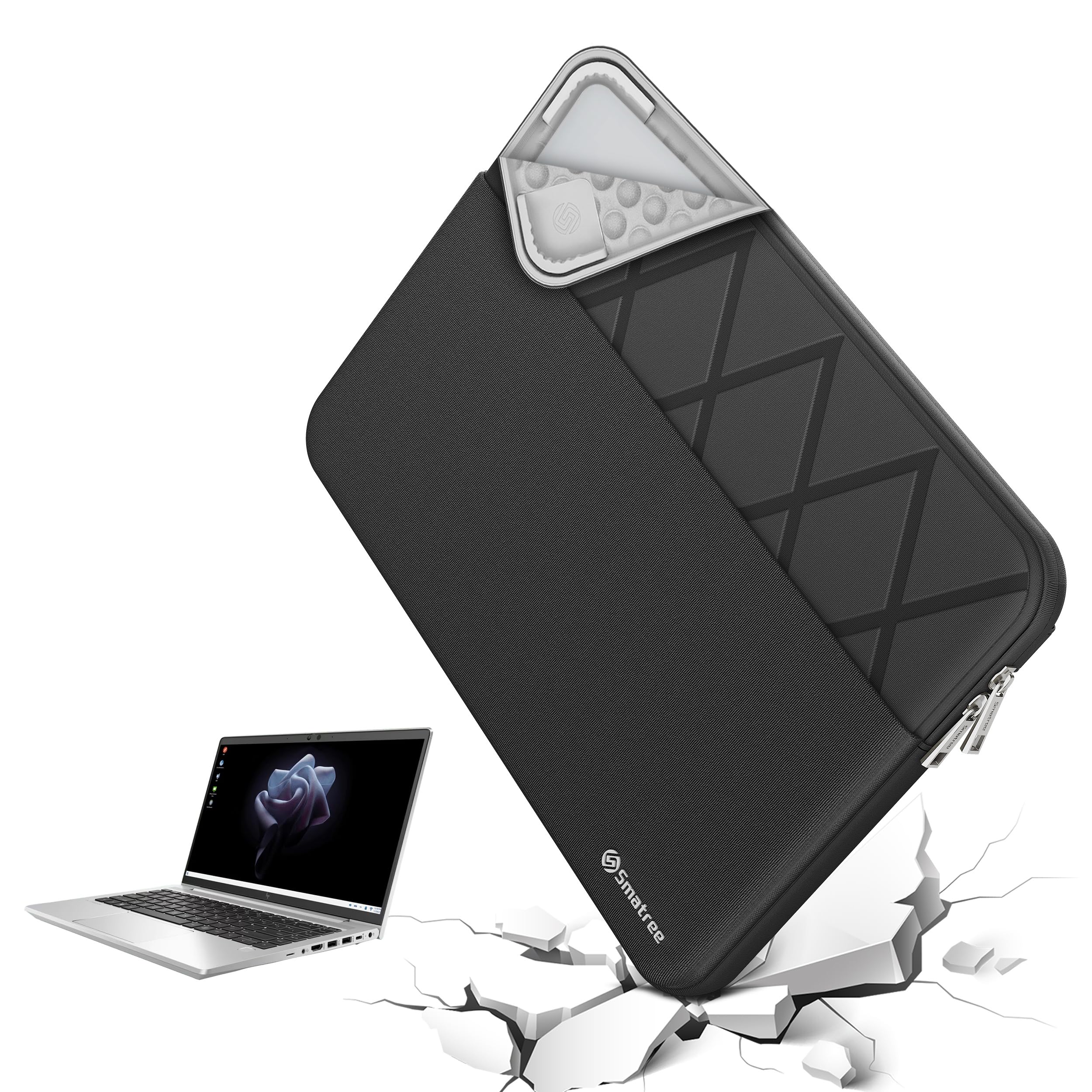 Smatree Laptop custodia per 15,6 pollici HP 255/250 G9 Notebook PC, Computer custodia con astuccio per accessori, cerniera YKK, Patented Super‑Corner Design(E646)