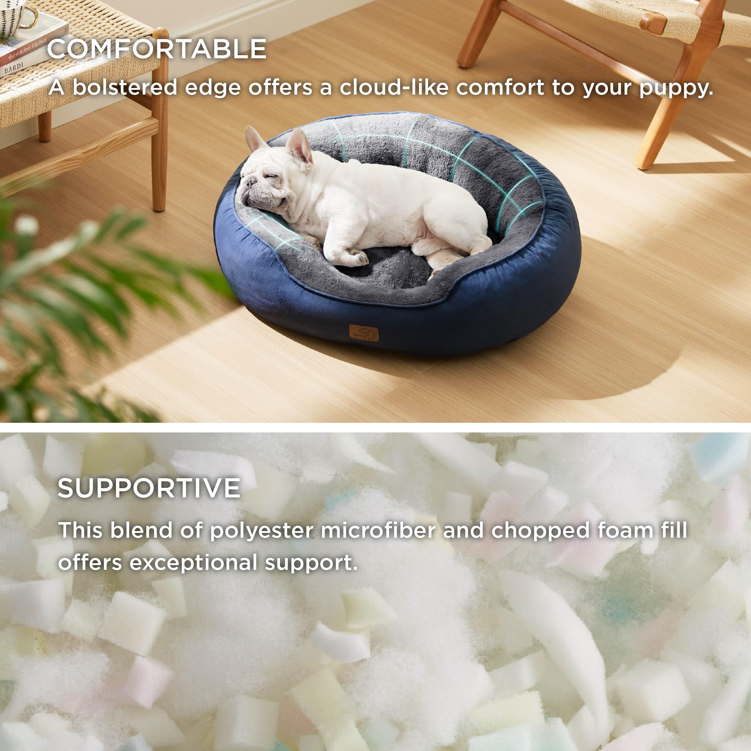 BEDSURE Katzenbett waschbar Katzen Bettchen - 76x61x20cm Katzen Bett mit Zweiseitig Innenkissen Katzenschlafplatz für oder kleine Hunde, Navyblau