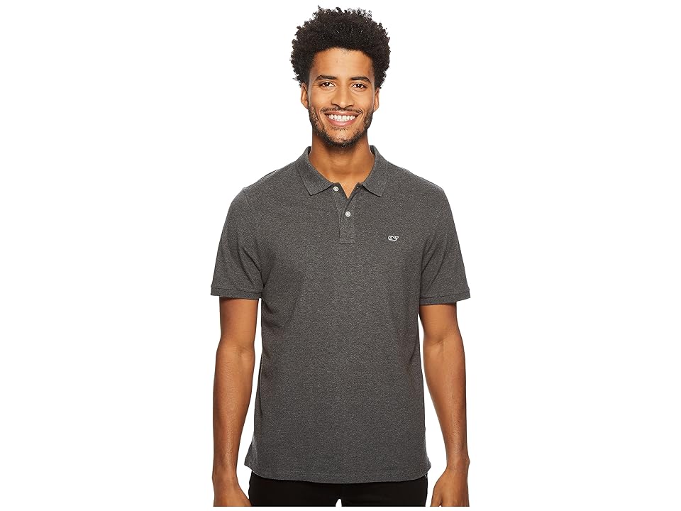 

Vineyard Vines Stretch Pique Heather Polo (Charcoal) Men's Clothing, Gray