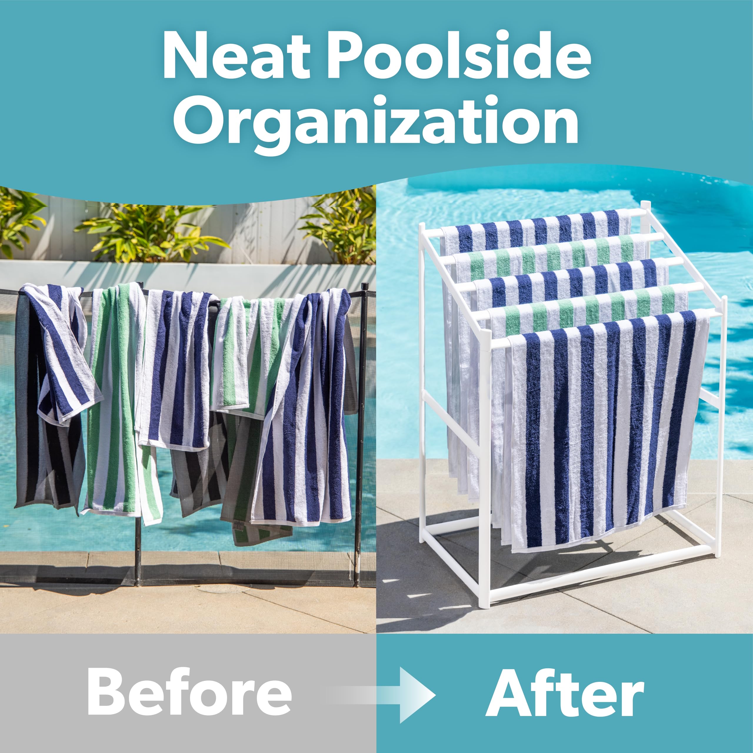 GoSports Coast - Estante de Secado de Toallas de Playa de PVC para Piscina y bañera de hidromasaje, diseño Moderno de 5 Niveles, Goma de cloruro de polivinilo, Color Blanco