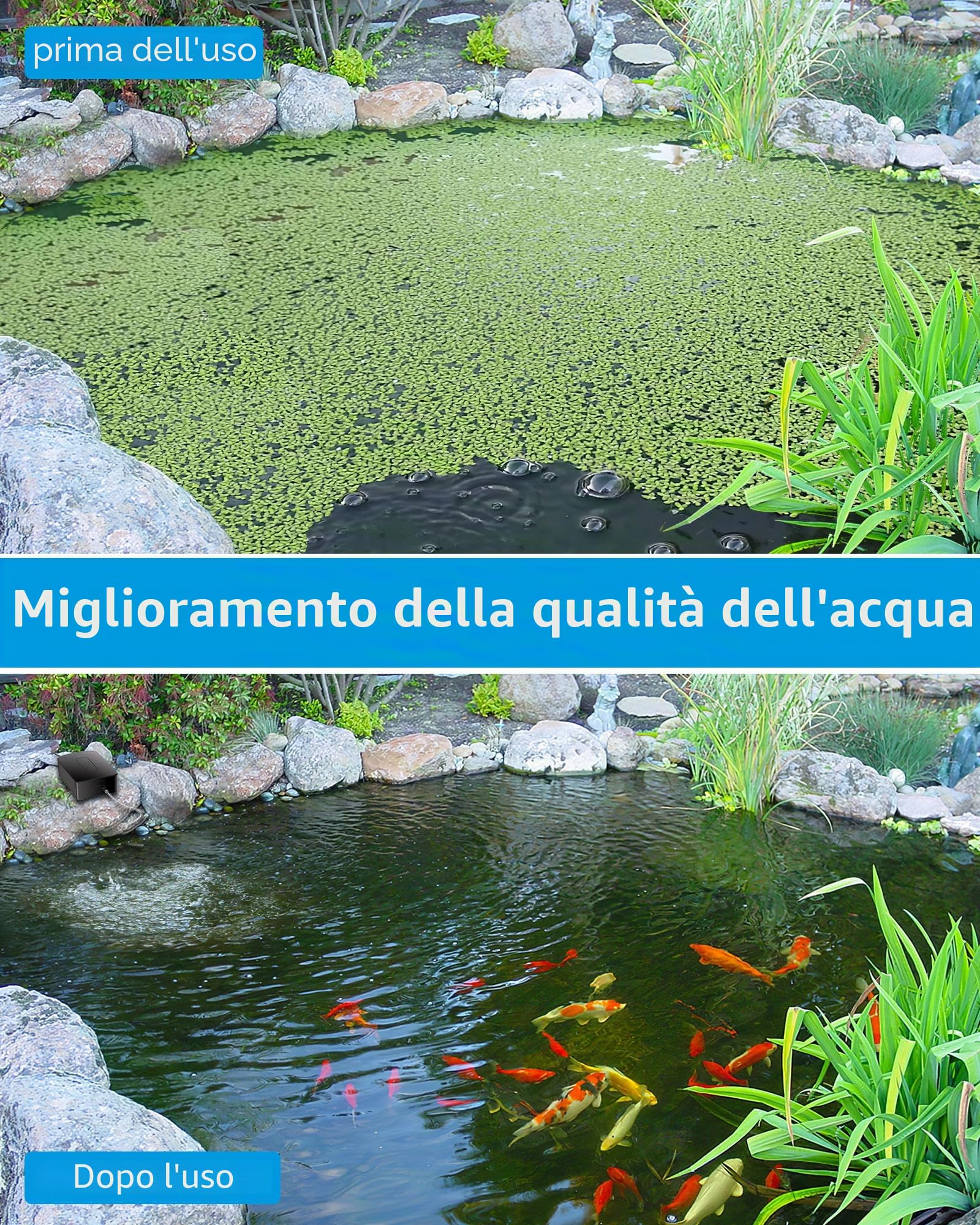 Biling Aeratore Solare per Laghetti, 2,5 W Ossigenatore Solare per Laghetto con 2200 mAh Batteria, Pompa ad Aria Solare per Circolazione Ossigenante Aerazione di Acquario, Laghetto da Pesca, Giardino