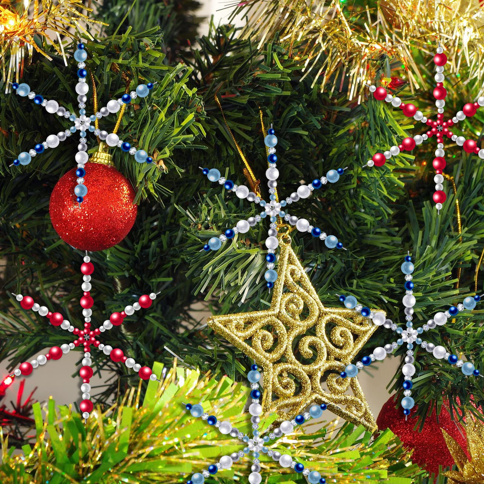 Hotop Snowflake Wire Personalized Metal Christmas Snowflake Wire for DIY Bead Ribbon Charms Party Decorations Fun Beading Project(48 Pcs,4.5 Inch) - Image 4