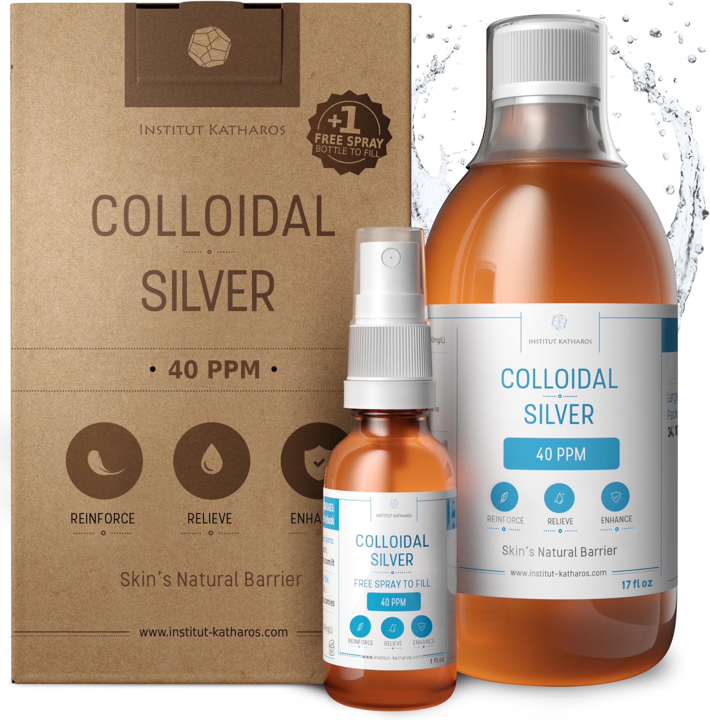 Colloidal Silver ● Optimal Concentration Formula, Smaller Particles, Better Results ● Laboratory Certified ● Liquid Silver Made in EU ● Free Spray Bottle to Fill & Ebook (17 fl oz)