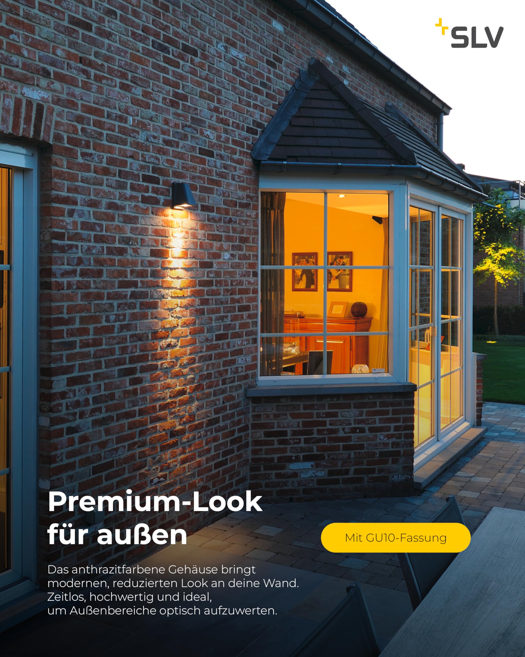 SLV WALLYX | Down-Light zur effektvollen Außenbeleuchtung von Wänden und Hauseingang, LED Strahler, Spot, Wandleuchte, Aussenleuchte, Gartenlampe, Wegeleuchte | GU10, anthrazit, IP44