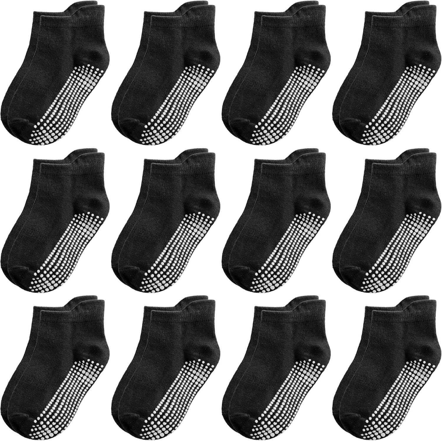 Tphon Non Slip Toddler Socks 12 Pairs Kids Grip Sock for Boys Girls Baby Ankle Socks with Gripper for 0-7 Year Children