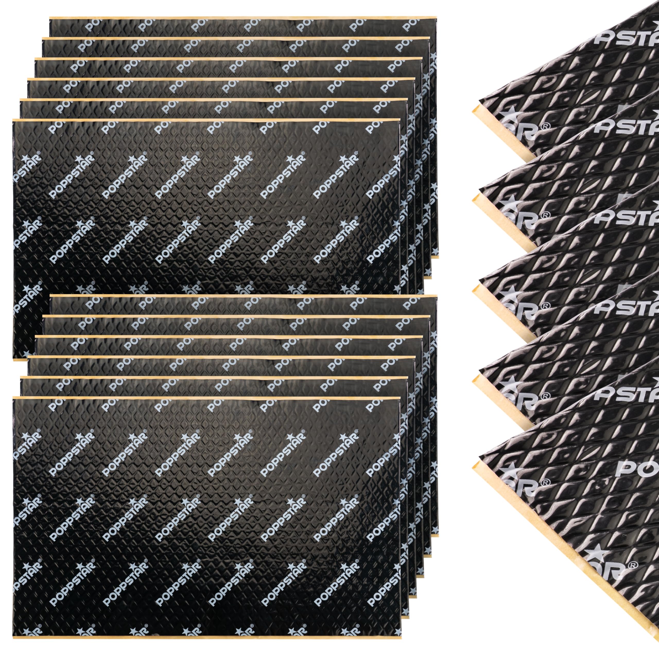 Poppstar 17x Alu-Butyl-Dämmmatte, Schallschutzmatte, 40 x 25 cm, 2mm Stärke, Antidröhnmatte, hitzebeständig, selbstklebend