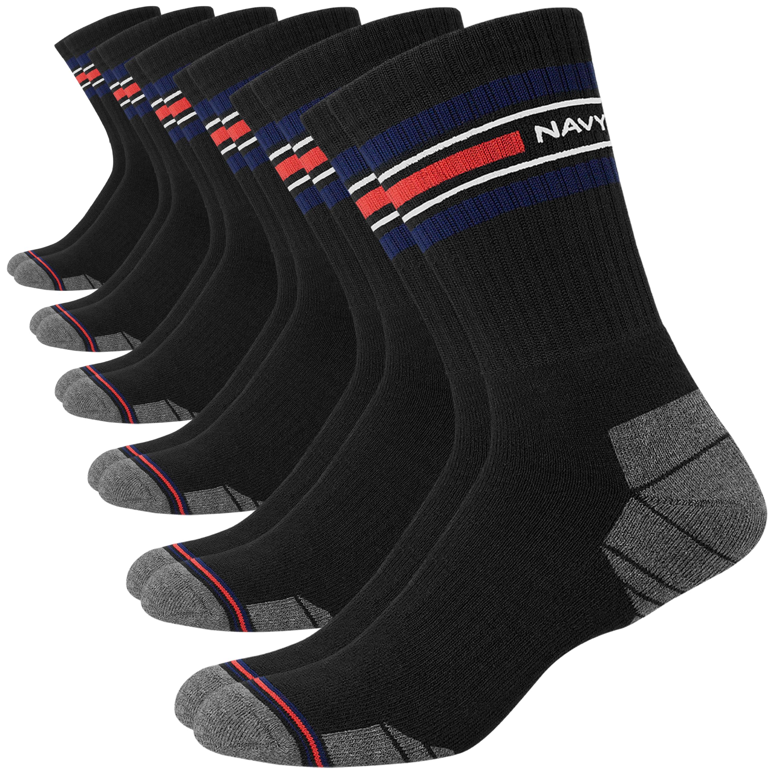 NAVYSPORT Advance Serie calzini sportivi da uomo con cuscino attivo extra resistenti multiuso, Multicolore, Confezione da 6.