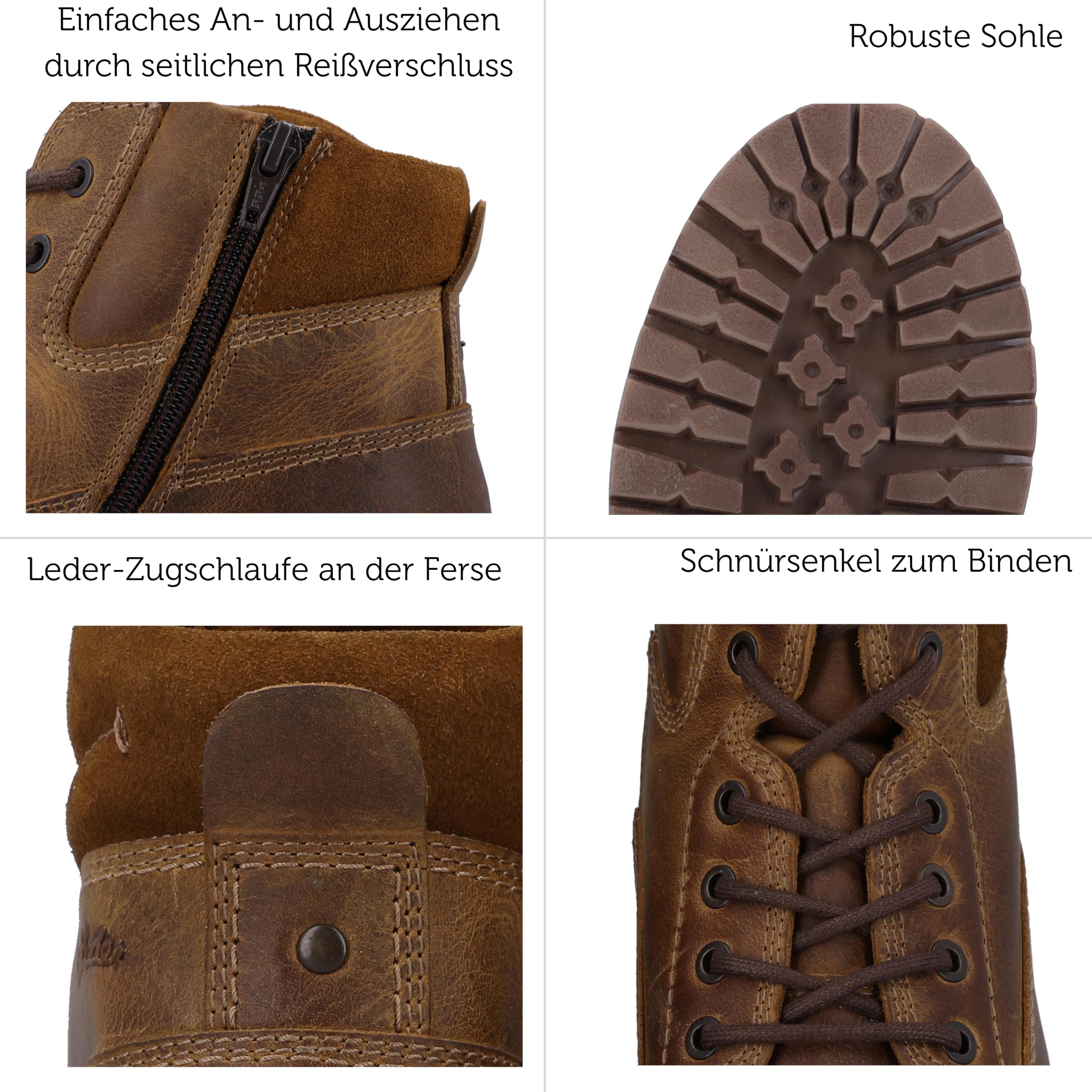 Gusti Leder Schuhe Falco - Schuhe mit Reißverschluss und Schnürsenkel