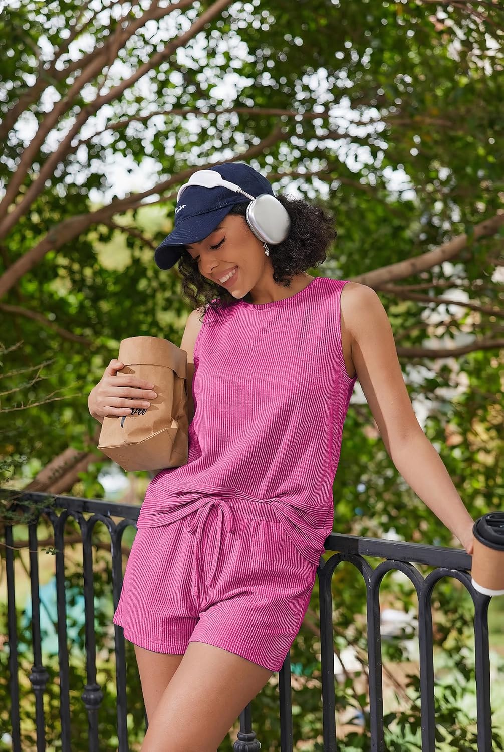 Ekouaer Two Piece Shorts Set for Women Summer Lounge Set Casual Sleeveless Tank Top 2026 Matching Outfits S-XXL - Image 4