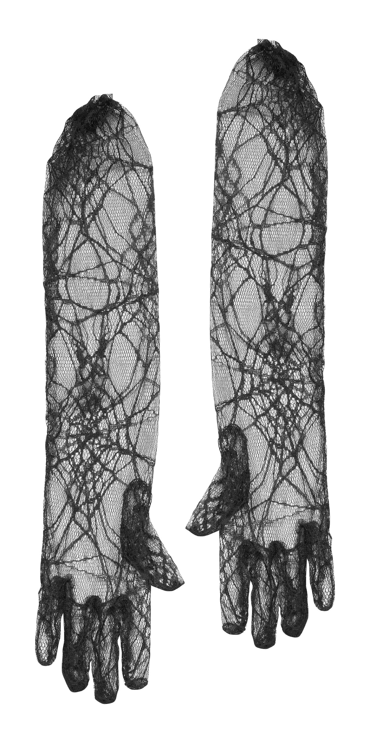 Halloween Fancy Dress Long Black Spider Webb Gloves