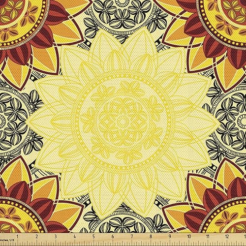 Miniatura 125 de Ambesonne The Yard - Tela de hibisco de flores tropicales en tonos de la vida real, tela decorativa para tapicería, cestas de almacenamiento