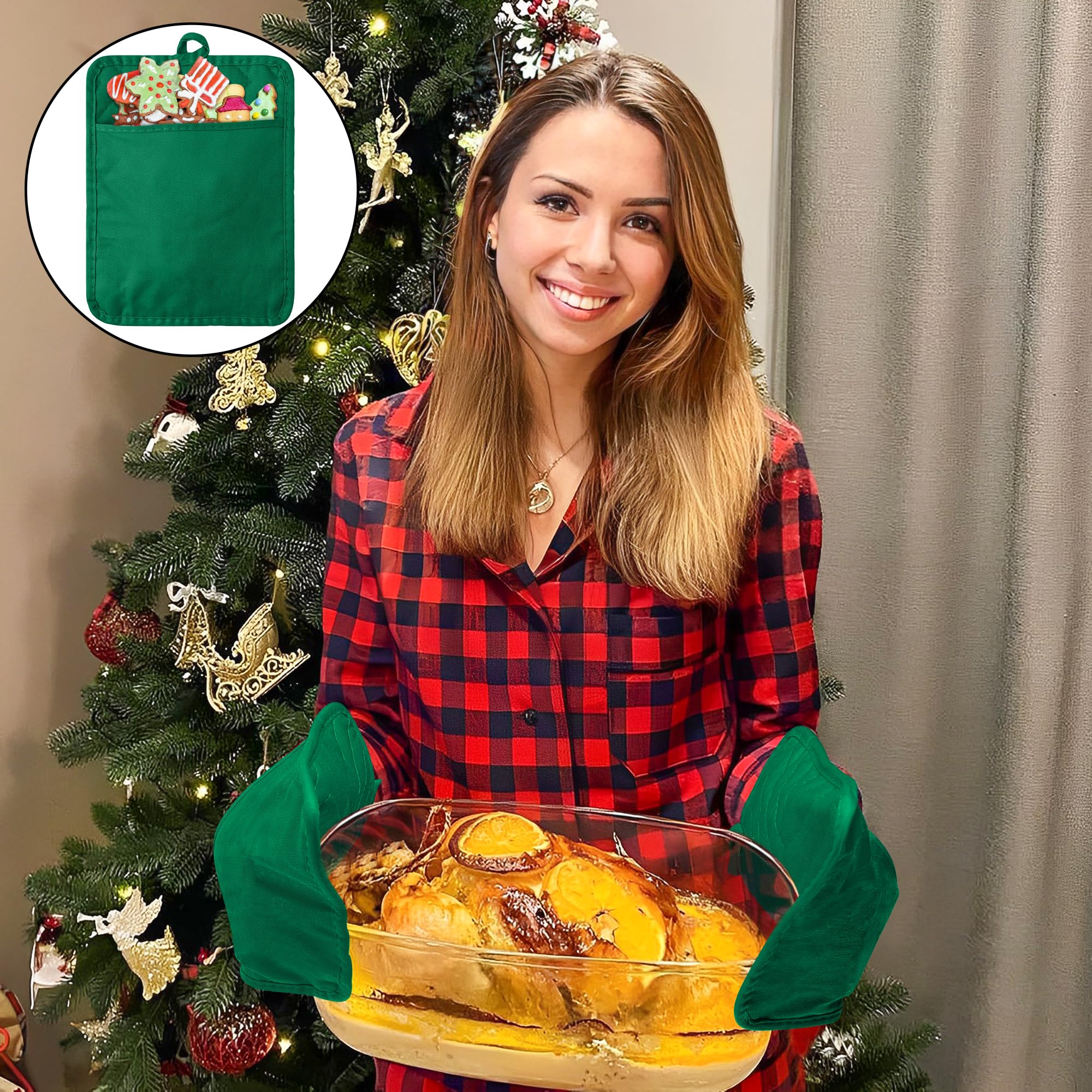 6 Stück Topflappen Set - 18x18cm Mit Aufhängebändern