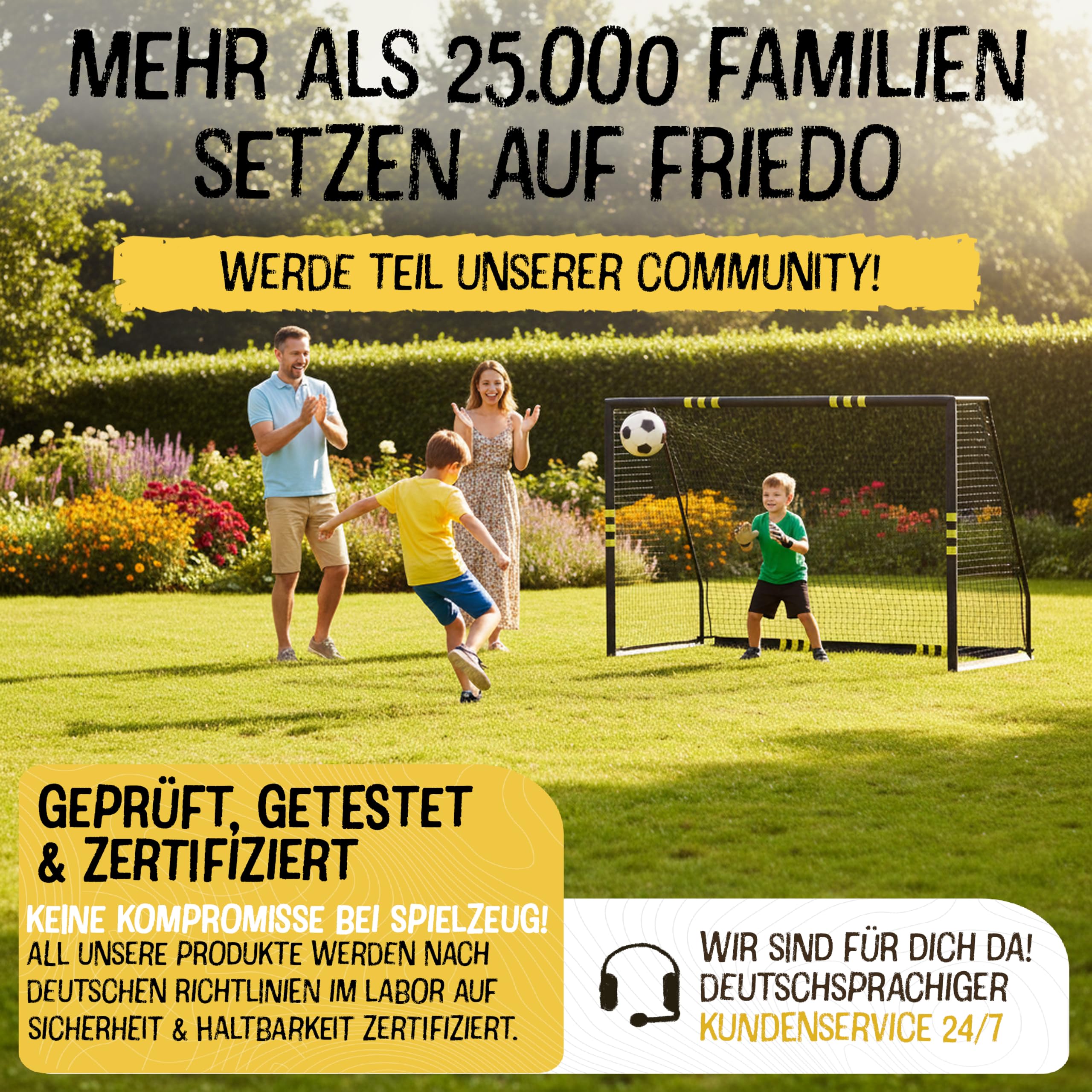 FRIEDO Fußballtor Kinder I 120x180 160x240 200x300cm I CE-geprüft I Rostfrei & wetterfest für den Garten I Fussball Tor mit stabilem Stand I Premium Fußball Tor mit reißfestem Netz I Goal for Outdoor
