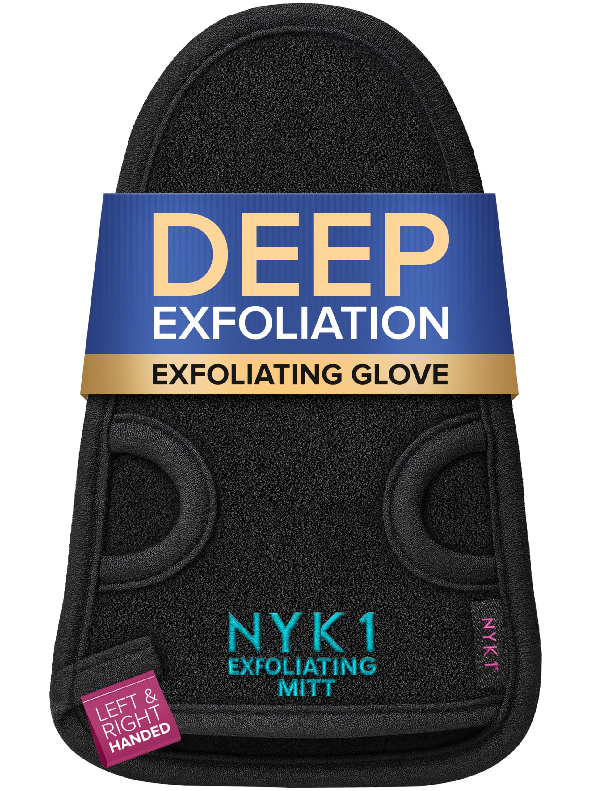 DEEP Exfoliation Body Exfoliator Mitt for Dead Skin Removal (1 Glove) NYK1 Exfolimitt Exfoliating Glove for Smooth, Healthy & Glowing Skin - Washable, Quick-Drying & Gentle On Skin