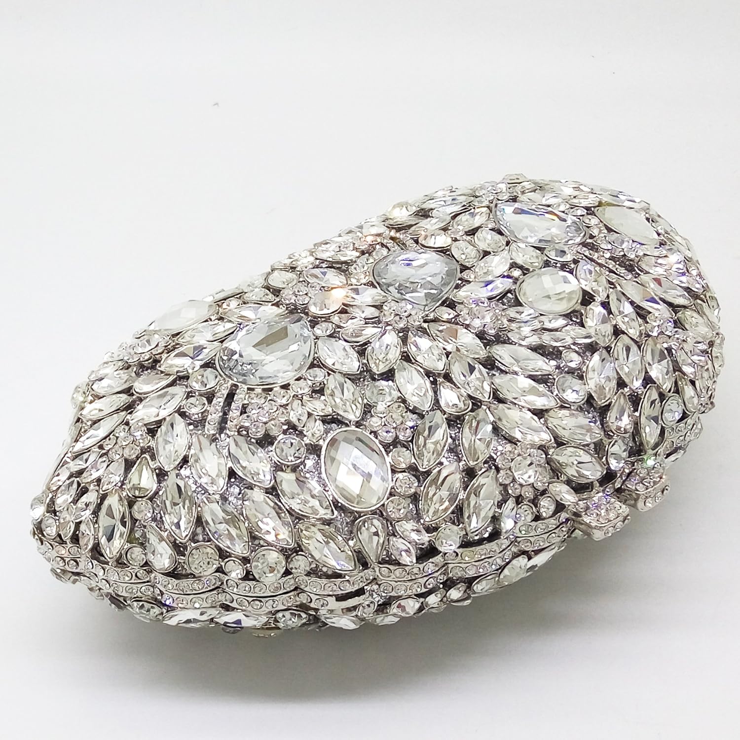 Boutique De FGG Flower Evening Bags for Women Formal Rhinestone Clutch Purse Wedding Party Prom Crystal Clutch Handbag,Mini