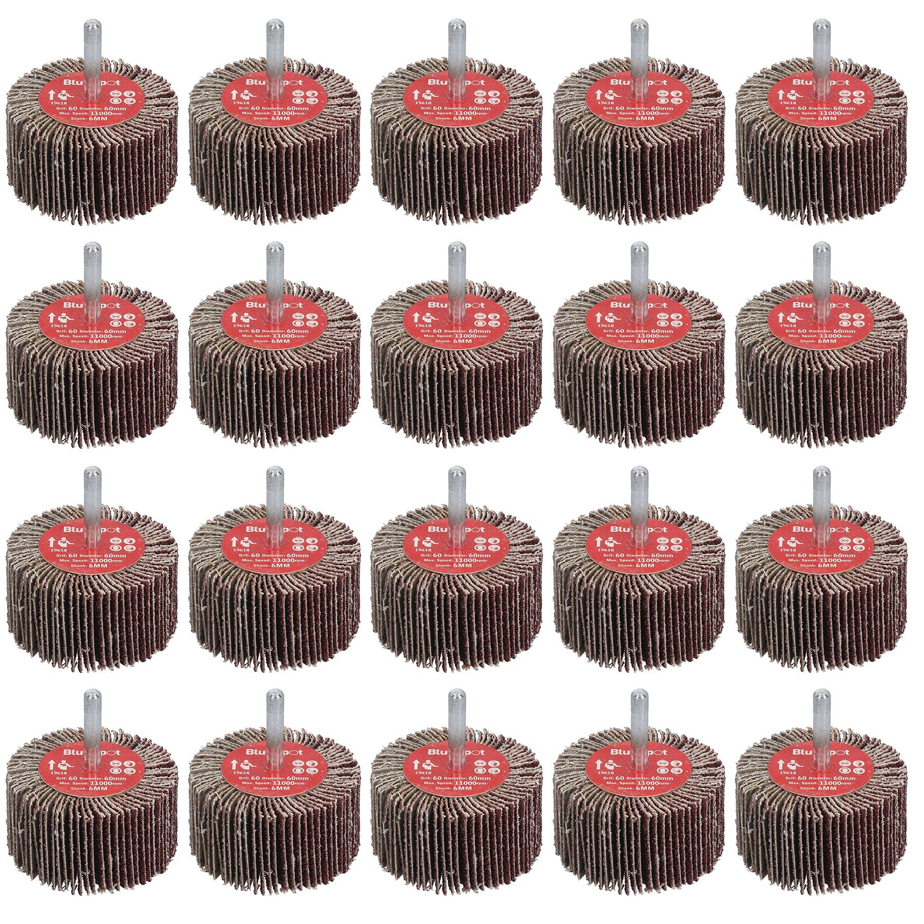 Ab Tools 60 Grit 60Mm Flap Wheel Disc Abrasive Sanding Pads For Drills 6Mm Shank 20Pc