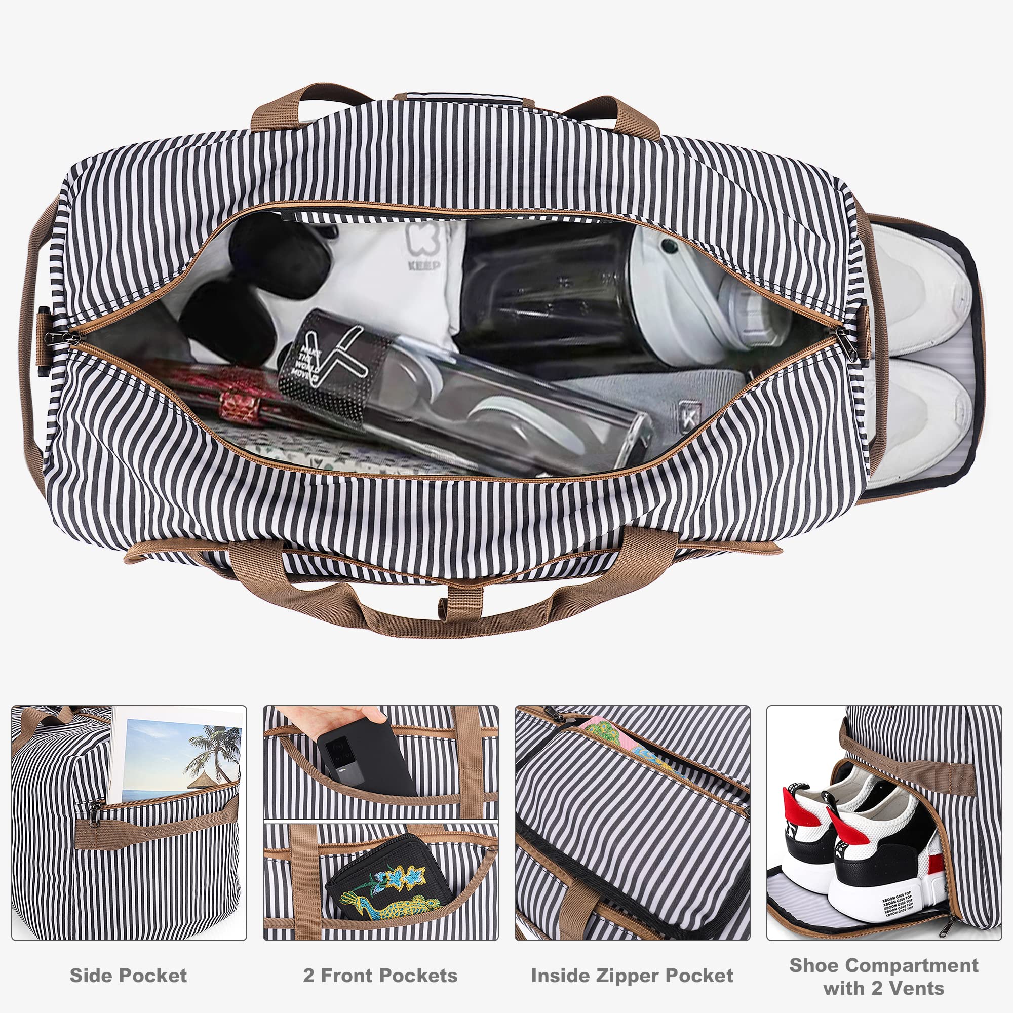Vogshow Sac de Voyage Femme et Homme Pliable Grand 120L Sac Weekend Imperméable Sac de Sport avec Compartiment à Chaussures