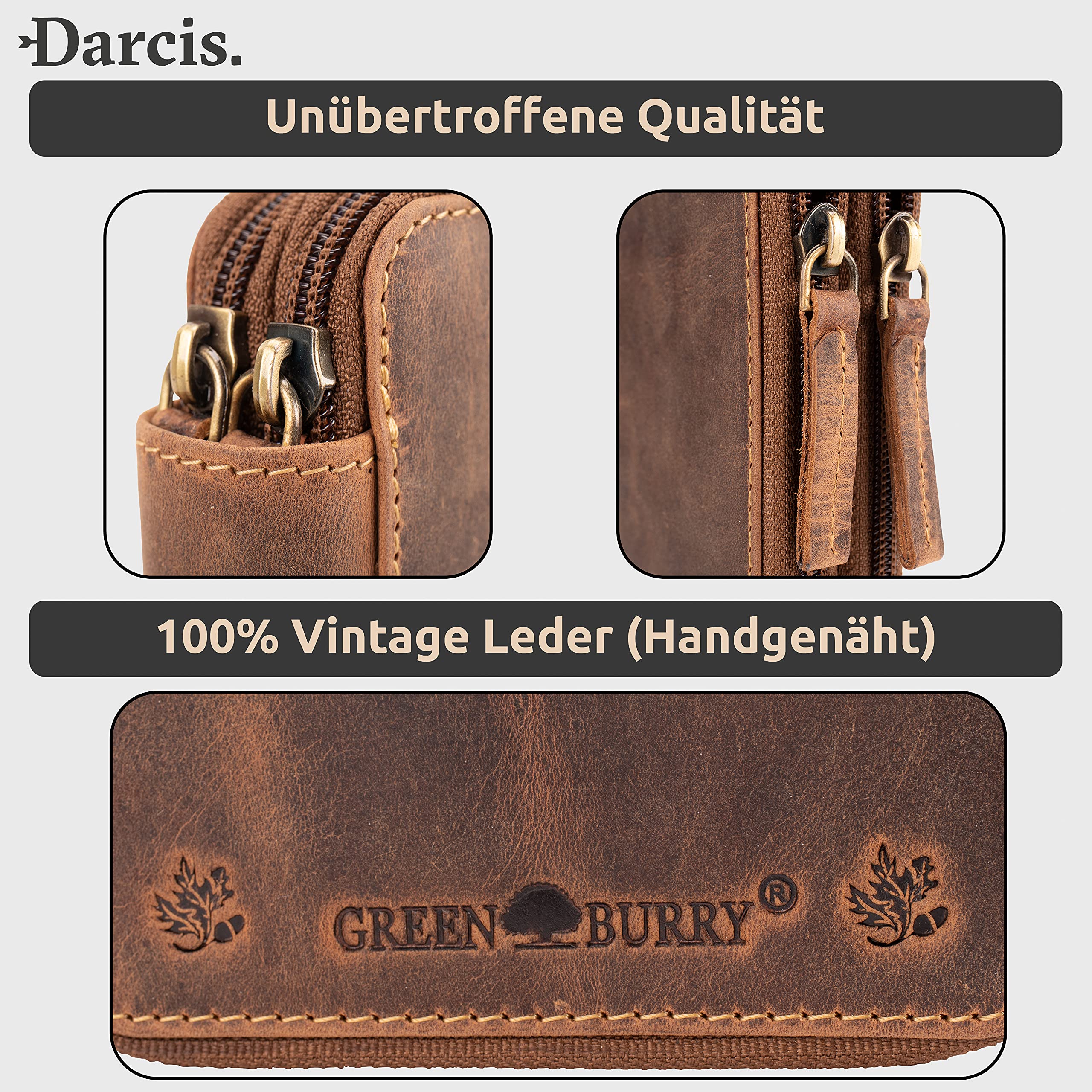 Federmäppchen Leder Braun - Stifteetui aus hochwertigem Rindsleder mit 33 Schlaufen - Handgefertigtes Mäppchen - Leder Etui - Stiftemappe Vintage
