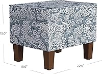 Vista 3 de Homepop Home Decor K7646-A879 Upholstered Modern Rectangular Storage Ottoman Hinged Lid Ottoman with Storage for Living Room & Bedroom, Blue