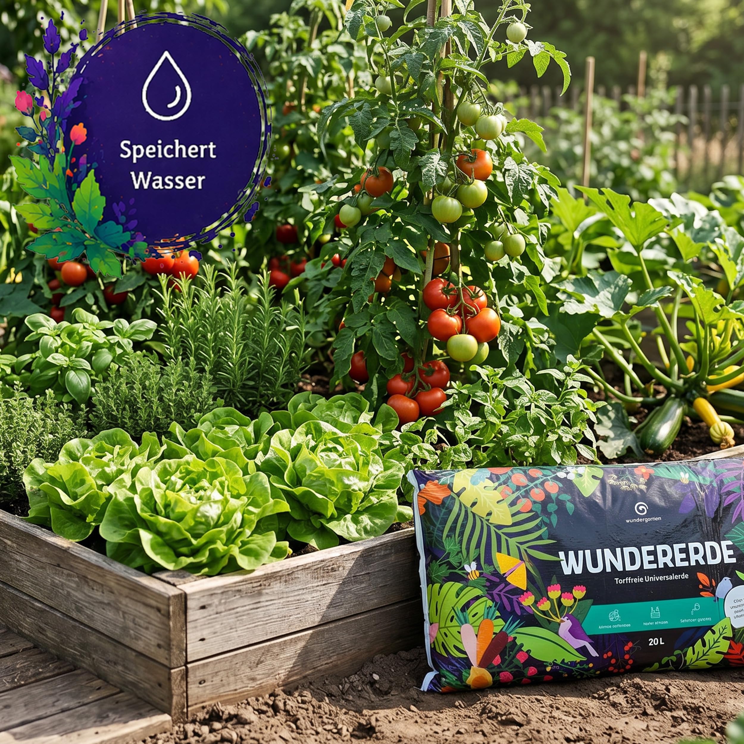 6X 20L Bio Universalerde torffrei – Mit Pflanzenkohle – Wundergarten Wundererde – Blumenerde für Zimmerpflanzen, Balkon & Garten – Weniger Gießen & Düngen