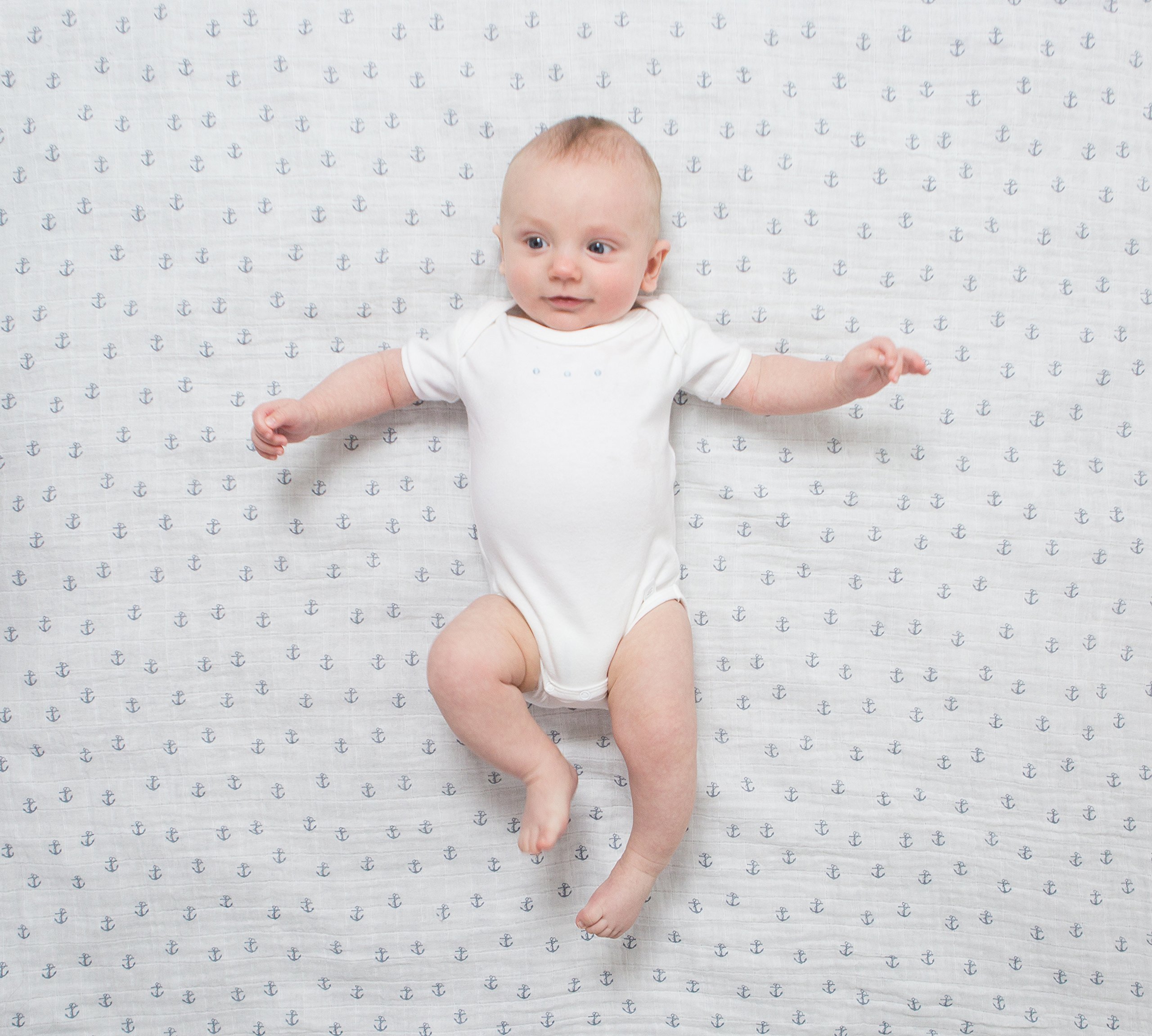 Amazing Baby Swaddle Studio Milestone Musselin-Decken 3er Set Thrive in the USA, Amerikanische Flagge, Denim