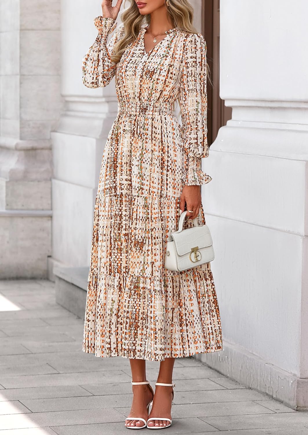 PRETTYGARDEN Women's Floral Maxi Dress 2026 Fall Long Sleeve V Neck A Line Long Flowy Spring Party Boho Dresses - Image 5