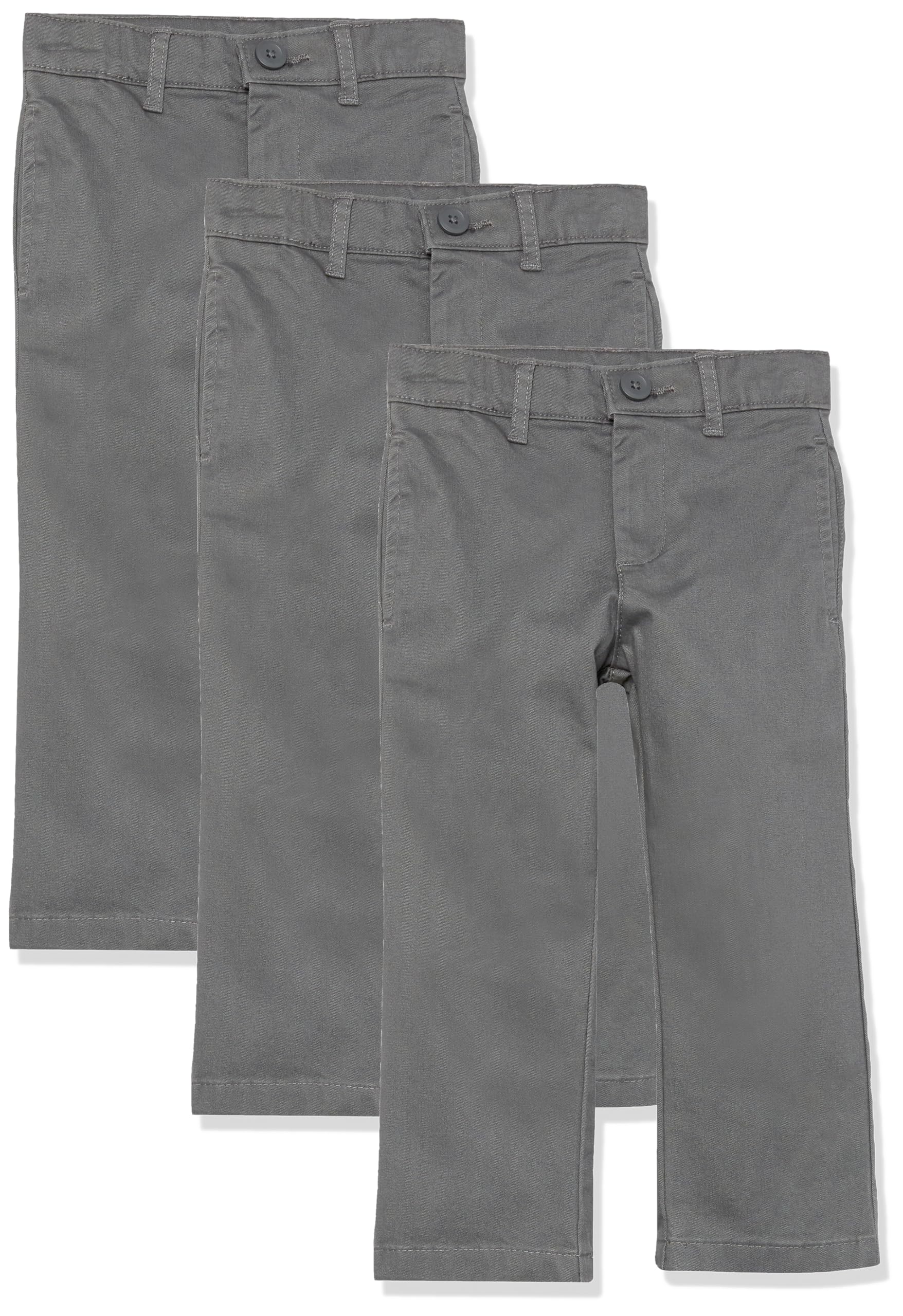 Amazon Essentials Pantalones Chinos Caqui de Uniforme con Corte Recto y Parte Delantera Plana Niño, Paquetes Múltiples