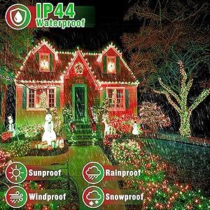 165FT 500 LED Christmas Lights Outdoor, Plug in Christmas String Lights Indoor with Waterproof, 8 Modes Twinkle Fairy Lights for Xmas Tree Patio Garden Holiday Decorations, Red and Green