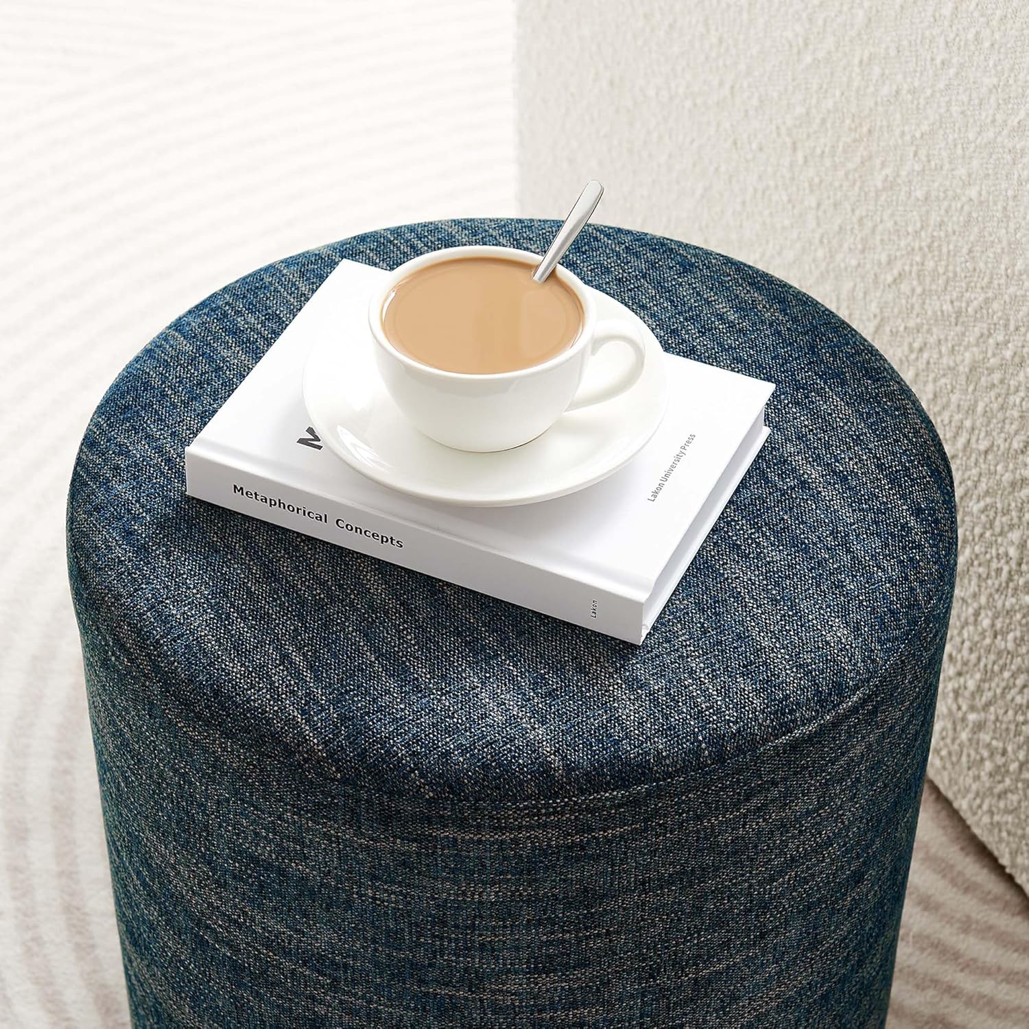 Modway 16" Round Woven Heathered Fabric Upholstered Upholstered Ottoman