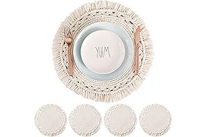 SnugLife 4-Piece Macrame Rustic Dining Table Set