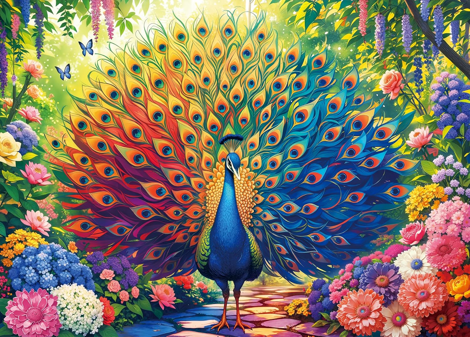 Colorful Peacock Artwork Puzzles for Adults 1000 Pieces, Perfectly Letter on Back No Dust, Rainbow Peacock Artwork Jigsaw Puzzle Animal Lovers, Challenging Puzzle Perfect for Game Nights
