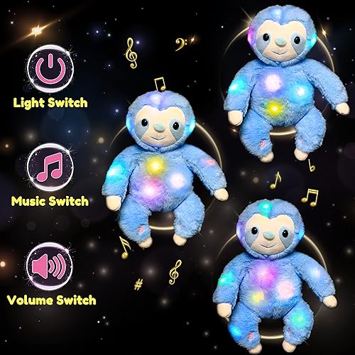 Vista 12 de Hopearl Leopardo de peluche con luces LED y música, flexible, con luces de noche que brillan en la oscuridad, para festival, cumpleaños, niños