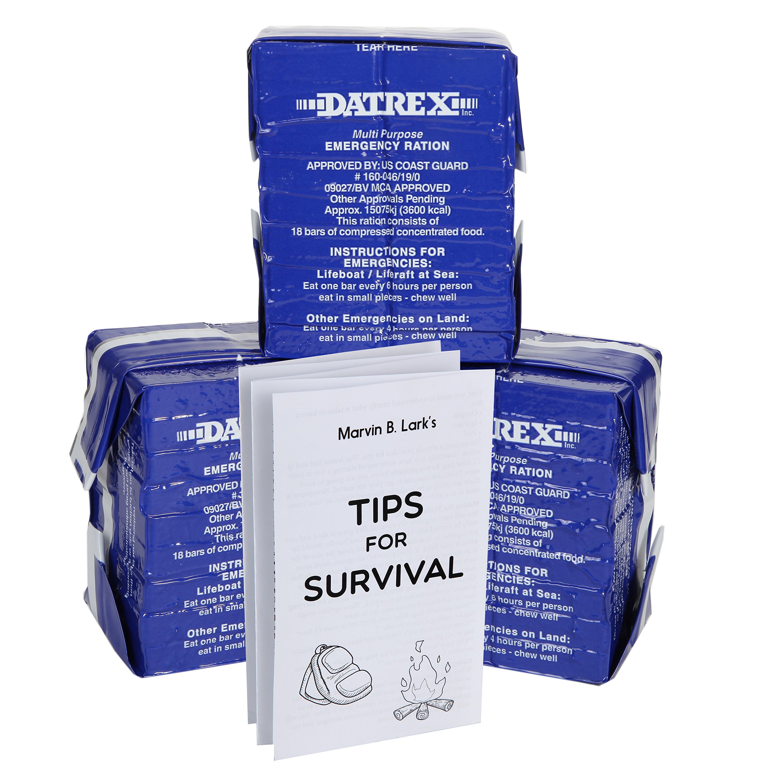 Datrex 3600 Calorie Emergency Food Bar for Survival Kits, Disaster Preparedness, Survival Gear, Survival Supplies, Schools Supplies, Disaster Kit 3 pack (WITH TIPS)