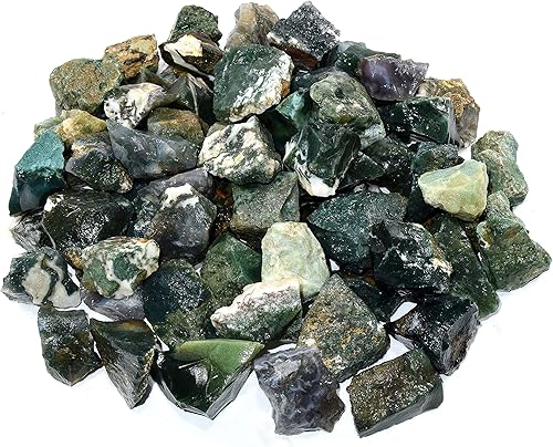 Miniatura 2 de HQRP Cabujones minerales de ágata musgo verde natural Cabujones de piedra preciosa en bruto Cabujones de espécimen de roca de la India (5PCS)